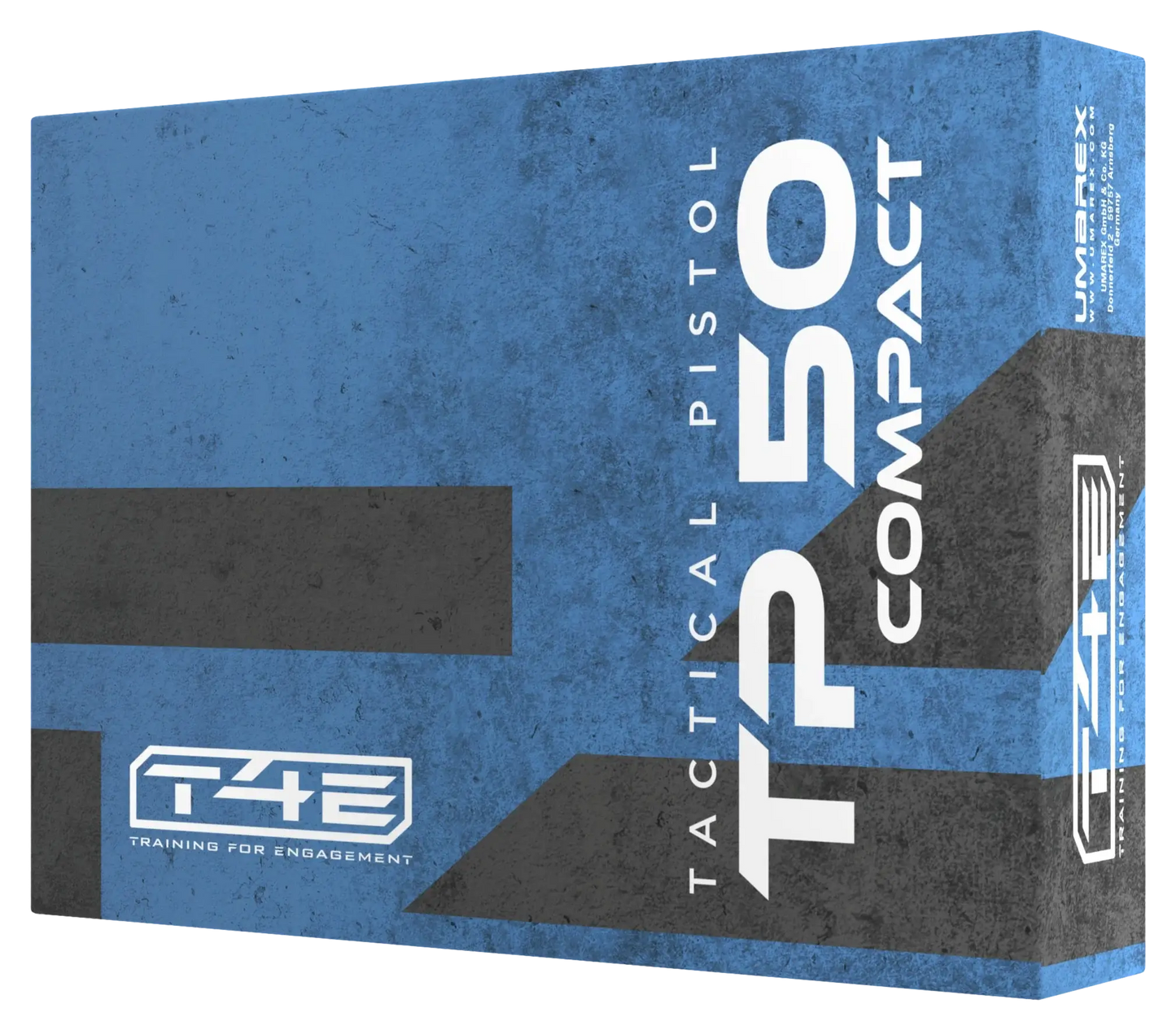 PACK PRET A TIRER TP50C T4E CAL 50 - 11J boîte du pistolet TP50 compact avec design graphique moderne.