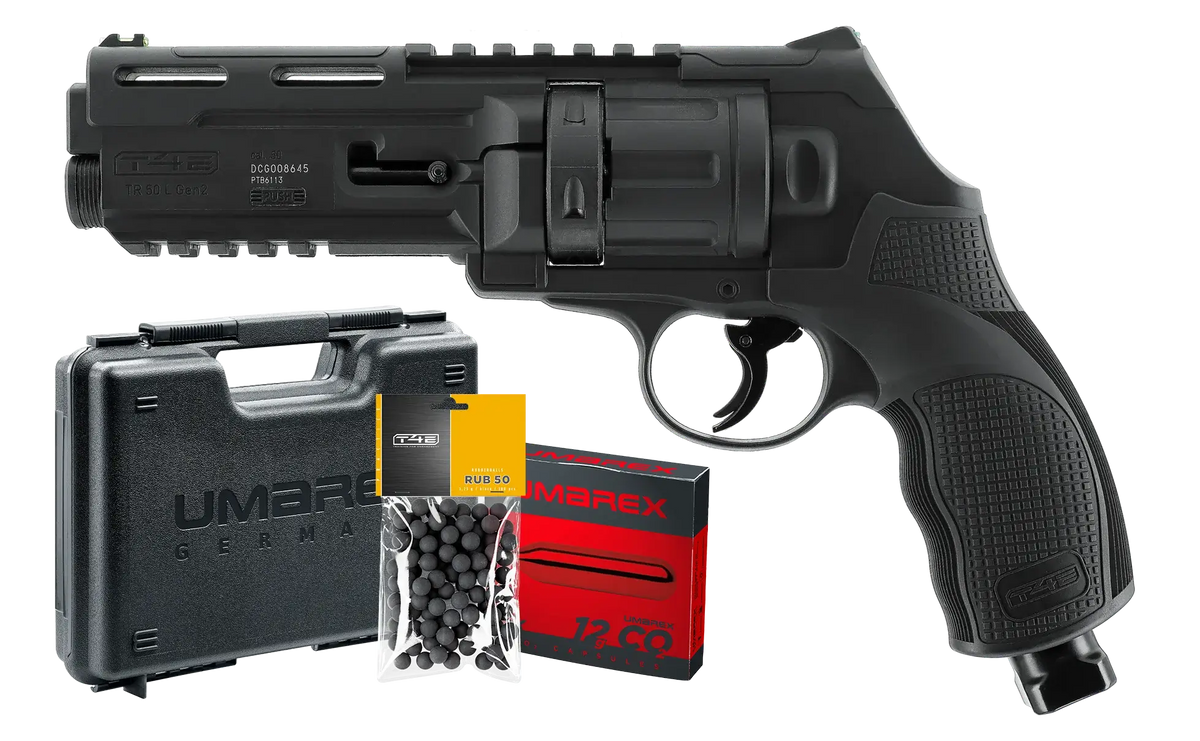 PACK PRET A TIRER TR50L T4E CAL 50 - 13J - revolver TR50L Gen.2, laser, munitions, CO₂, mallette de transport