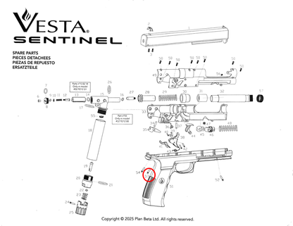 pièces détachées Vesta Sentinel/PDW50