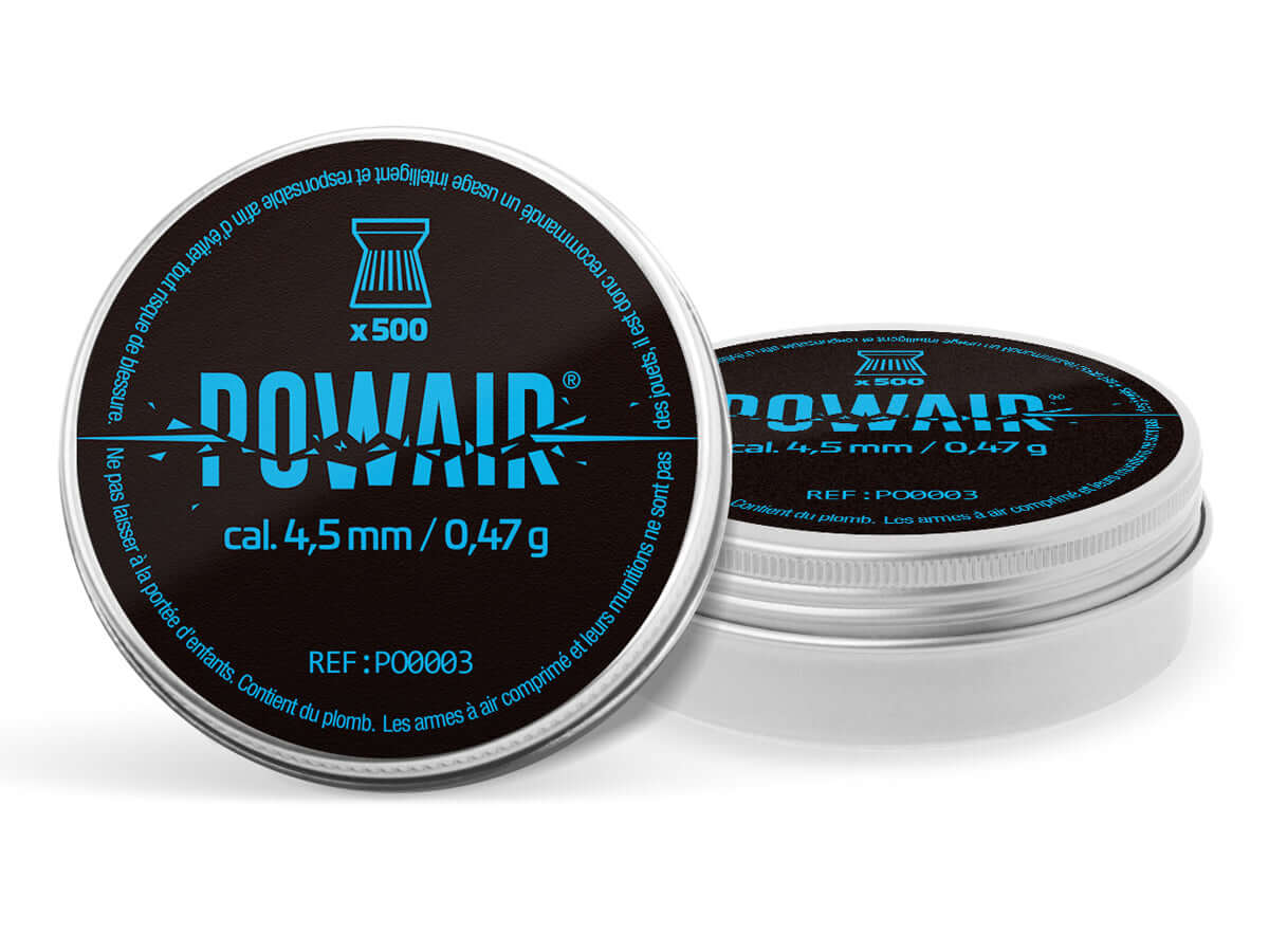 Powair Plombs plats 4.5mm Pellet 0.47g (x500) - boîte de 500 plombs pour tir sur cible