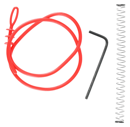 PIST PDP COMPACT 4'' T4E CAL 43 WALTHER - Accessory kit with red cord, black hex key, and coil spring