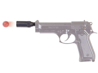 embout lance balle de protection M10x1.50 sur arme à feu avec balle de protection visible