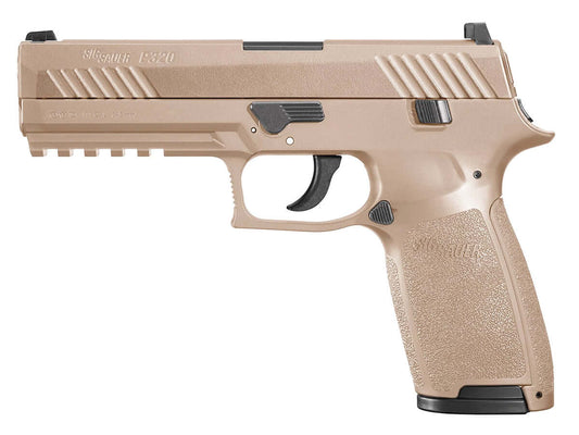 Sig Sauer Pistolet P320 4.5mm Metal Blowback FDE 2.8J +2 mag avec finition réaliste.