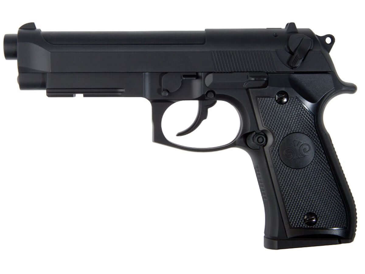 Stinger M92 Co2 Culasse Fixe Noir 4.5mm bb (.177) 1.5J pistolet à plomb en vue latérale