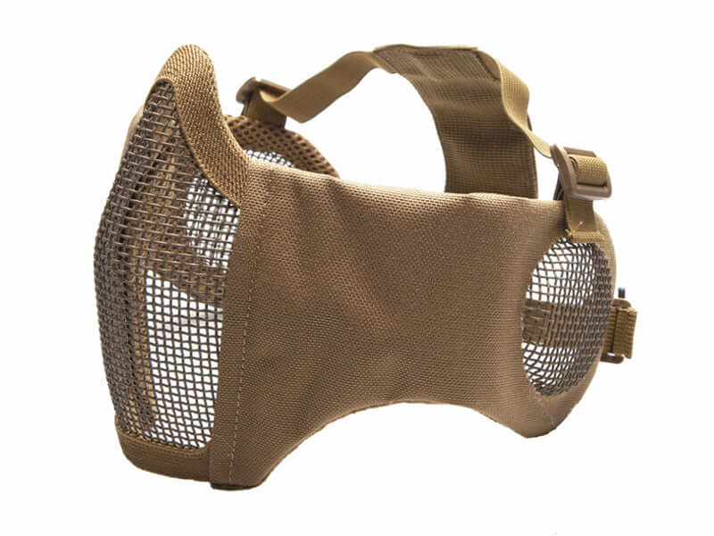 Strike Systems Stalker Métal + grille oreilles Tan - masque airsoft en métal avec grille latérale pour oreilles.