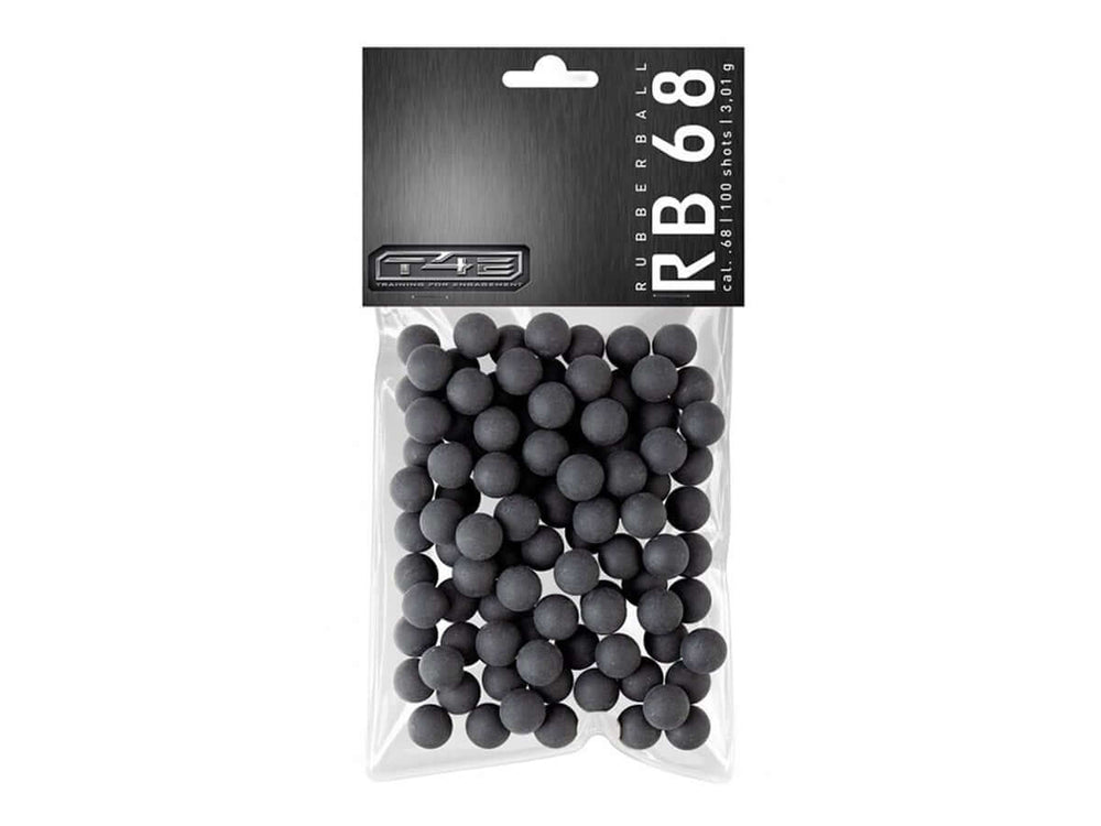 Balles caoutchouc calibre .68 T4E défense - sachet de 100 unités de balles RB 68 en caoutchouc dur.
