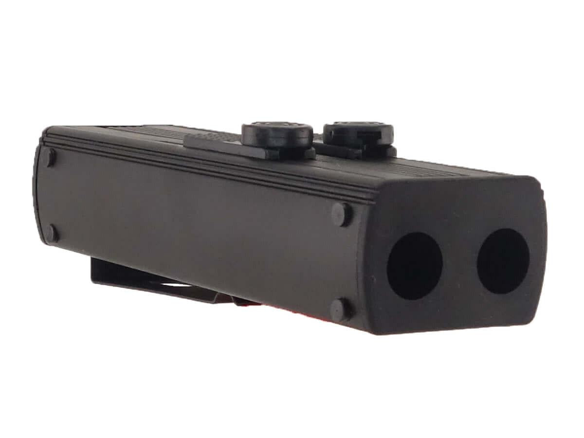 Pistolet compact CO2 calibre 50 noir à double canon vu de face, pour défense personnelle.