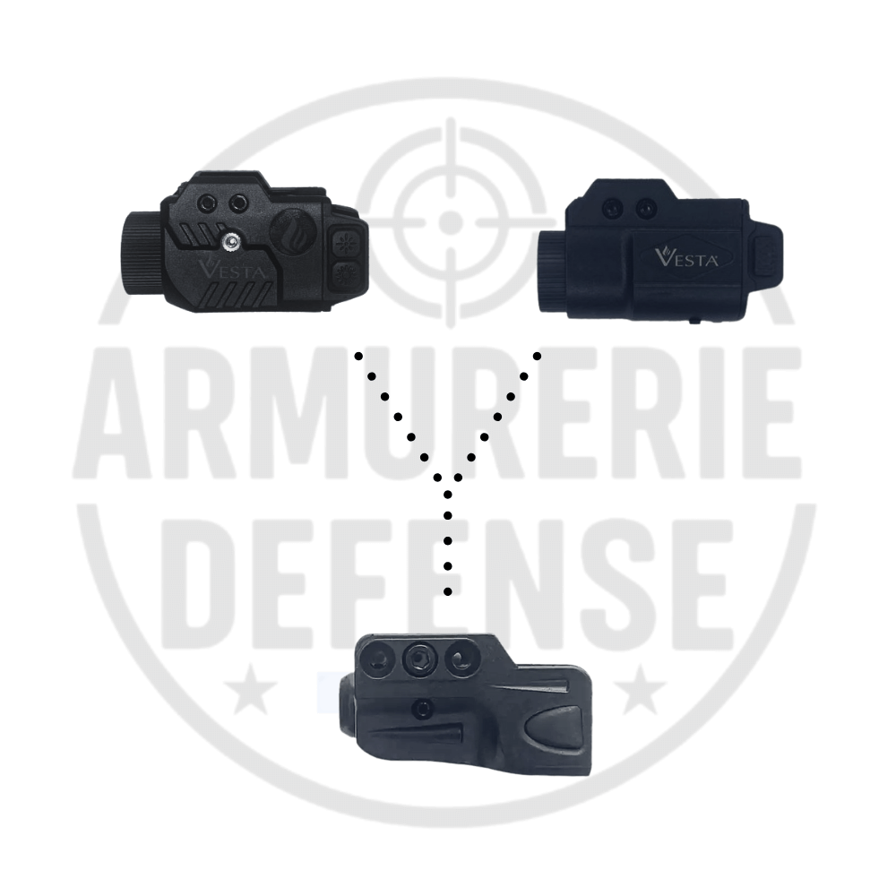 VESTA SENTINEL SPEAR PACK PREMIUM – Accessoires de défense tactique, incluant lampes et accessoires modularité.