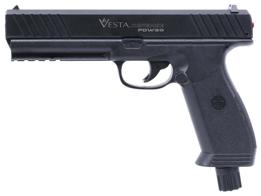 Vesta PDW50 pistolet semi-auto CO2 calibre 50 vue latérale avec design ergonomique et puissant.