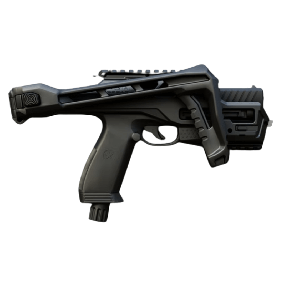 kit de conversion carabine VESTA SPEAR montrant la conversion rapide d'un pistolet en carabine tactique.