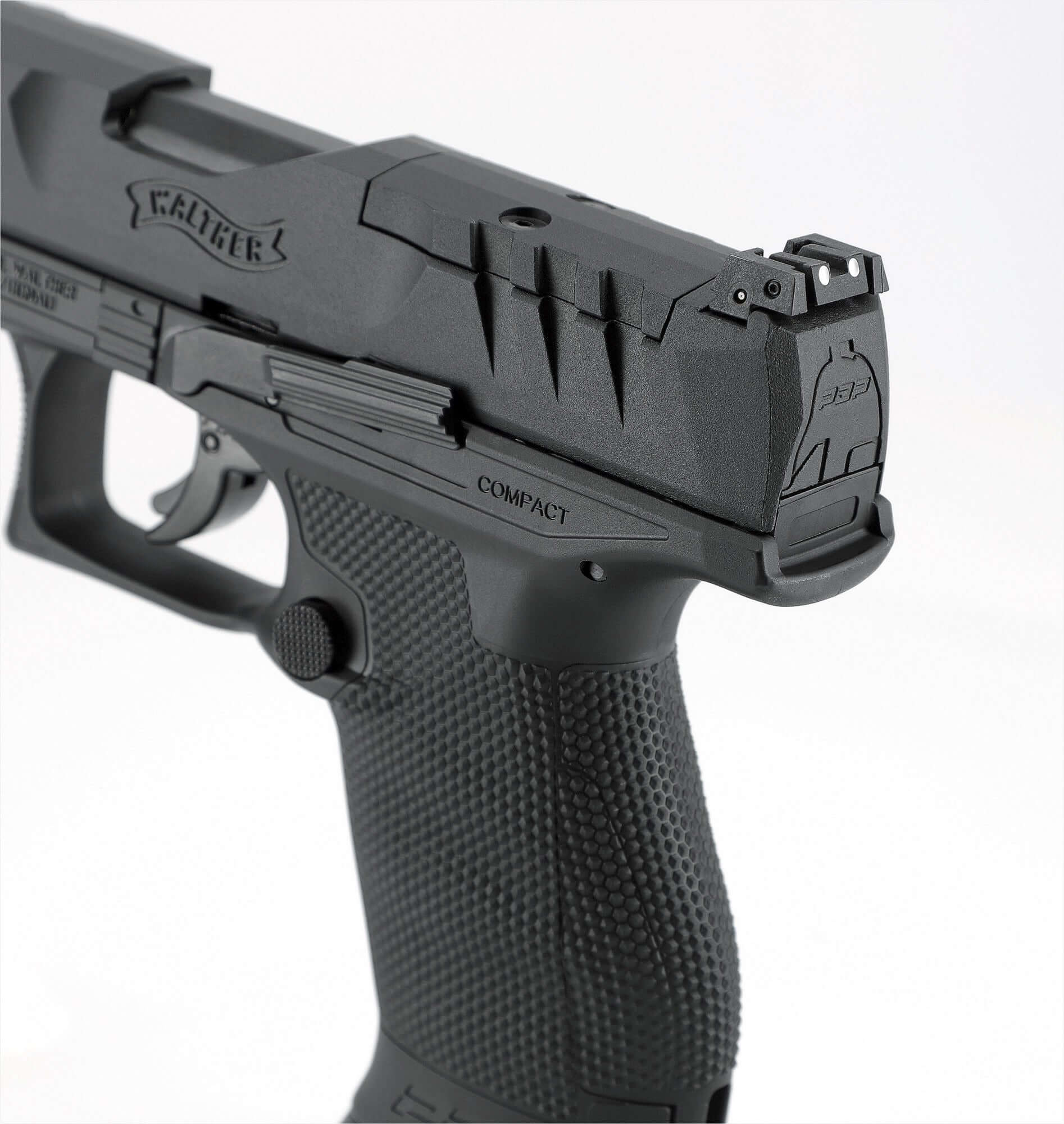 PIST PDP COMPACT 4'' T4E CAL 43 WALTHER - vue rapprochée du pistolet avec design innovant.