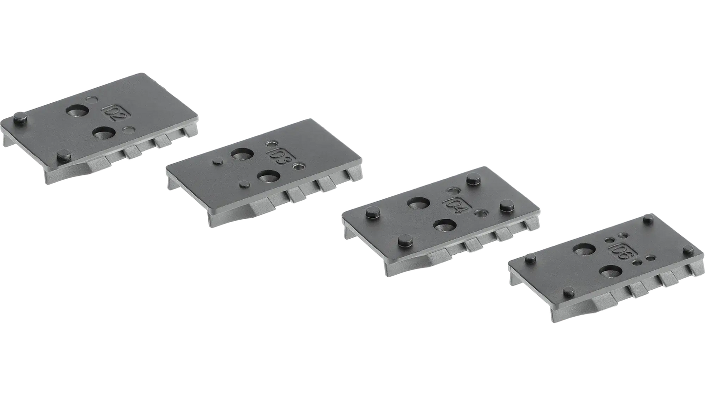 4 INTERFACES WALTHER PDP T4E 2.4554/2.4555 - VORTEX, C-MORE, LEUPOLD, TRIJICON set of optical mounting interfaces